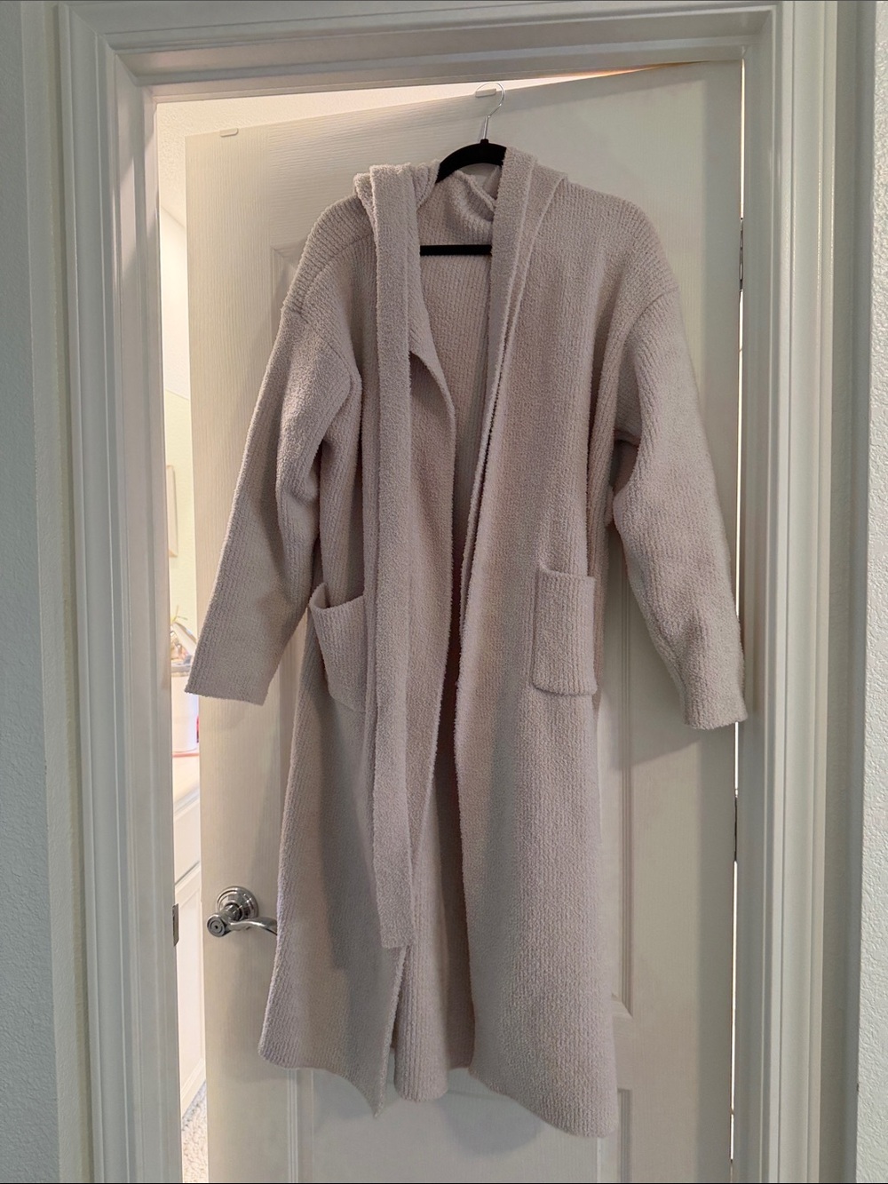 Cozy Long Hooded Robe - Light Beige